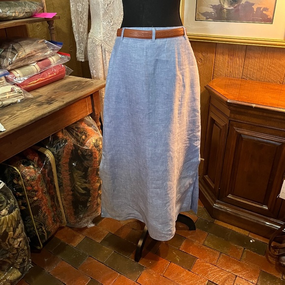 Talbots Blue Button-Front Skirt - Picture 2 of 4